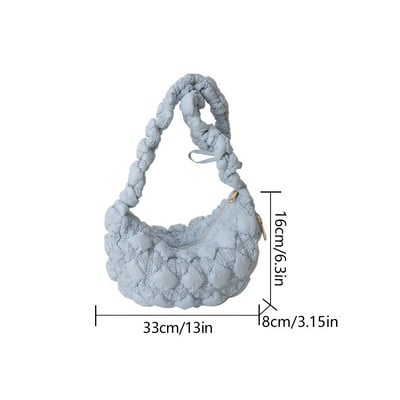 Plisuotas debesų burbulinis krepšys Prabangus, sutraukiamas prancūziškas krepšys per petį INS nailoninis paminkštintas rankinė moterims, dygsniuotas skersinis krepšys