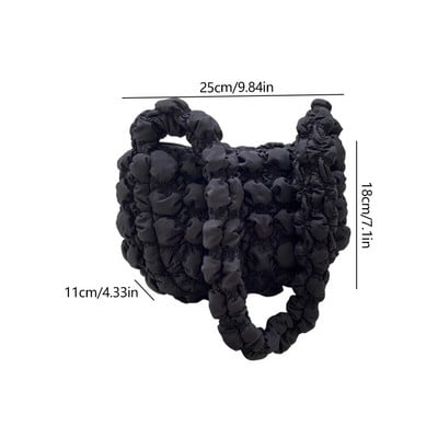 Plisuotas debesų burbulinis krepšys Prabangus, sutraukiamas prancūziškas krepšys per petį INS nailoninis paminkštintas rankinė moterims, dygsniuotas skersinis krepšys