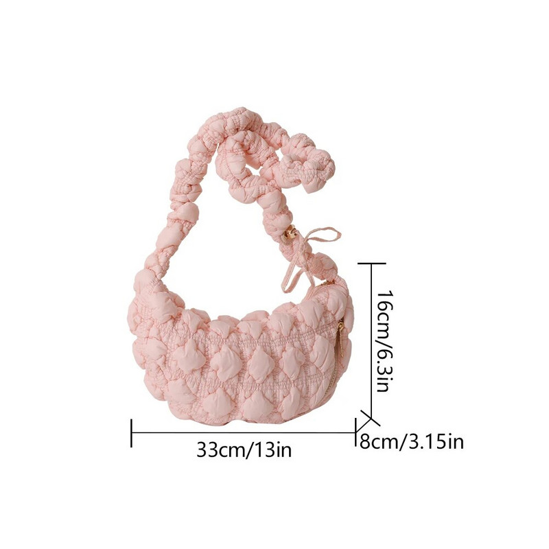 Plisuotas debesų burbulinis krepšys Prabangus, sutraukiamas prancūziškas krepšys per petį INS nailoninis paminkštintas rankinė moterims, dygsniuotas skersinis krepšys