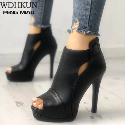 11cm New Women Pumps Παπούτσια Γραφείου Άνοιξης Φθινοπώρου που αναπνέουν με τετράγωνο τακούνι με κούφιο άνοιγμα Γυναικεία παπούτσια Γάμου Πλατφόρμα Γόβες για πάρτι