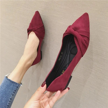 2023 Νέα Κορεάτικη έκδοση Flock μυτερά Flat Mouth Γυναικεία παπούτσια με χαμηλό τακούνι μαύρο μονό γυναικείο παπούτσι Plus Size 31-44