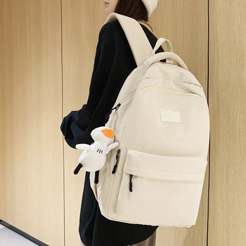 JOYPESSIE Αδιάβροχη εφηβική τσάντα βιβλίου Nylon σακίδιο πλάτης μόδας κορίτσι σακίδιο πλάτης Γυναικεία τσάντα ώμου Σχολική τσάντα γυμνασίου Μαύρη Mochila