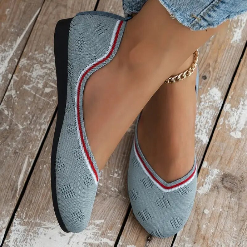 Ravne cipele sa šiljatim prstima Ženske ravne cipele Udobne baletne pletene De Mujer mokasine Jesenske Gestante cipele za čamac Mekana ženska cipela