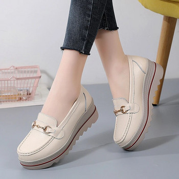 Χυμένα δερμάτινα γυναικεία παπούτσια Casual Designer Flat Platform Loafers για Γυναικεία Wedge Sneakers Slip on Γυναικεία Μοκασίνια Zapatos Mujer