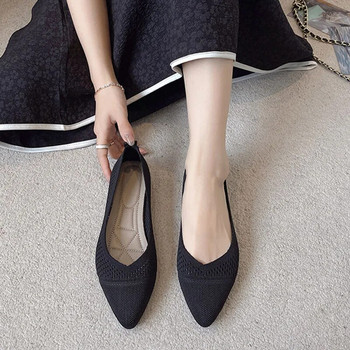 Άνοιξη 2023 Γυναικεία παπούτσια με πλεκτό δίχτυ που αναπνέει με διάτρητη φλατ μαλακή σόλα μονόκλινα παπούτσια Shallow Loafers Zapatos Mujer