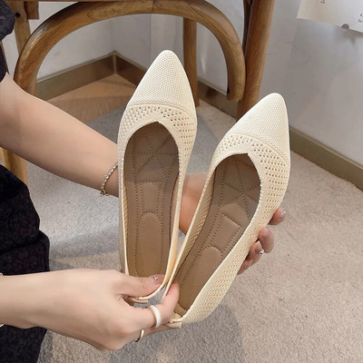 Proljeće 2023. Ženske cipele Prozračne pletene mrežaste ažurne cipele Mekani potplat Pojedinačne cipele na navlačenje Plitke mokasine Zapatos Mujer