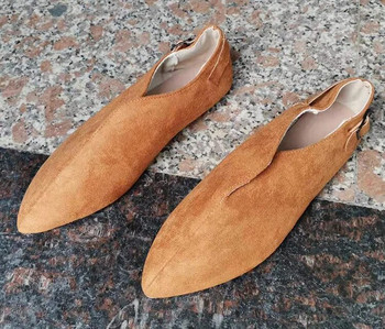 Велурени дамски мокасини Летни дамски равни обувки Ретро ежедневни обувки с остри пръсти Zapatos Mujer Плюс размер 43 Дишащи V портове
