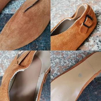 Suede Γυναικεία Loafers Καλοκαιρινά Γυναικεία Flat Παπούτσια Ρετρό μύτη με μύτη σε καθημερινά παπούτσια Zapatos Mujer Plus μέγεθος 43 Breathable V Port