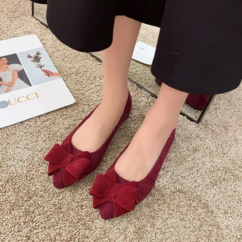 Дамски обувки с лък Дамски равни обувки с плитка уста и заострени плоски обувки за жени Пролет Лято Дамски обувки в корейски стил