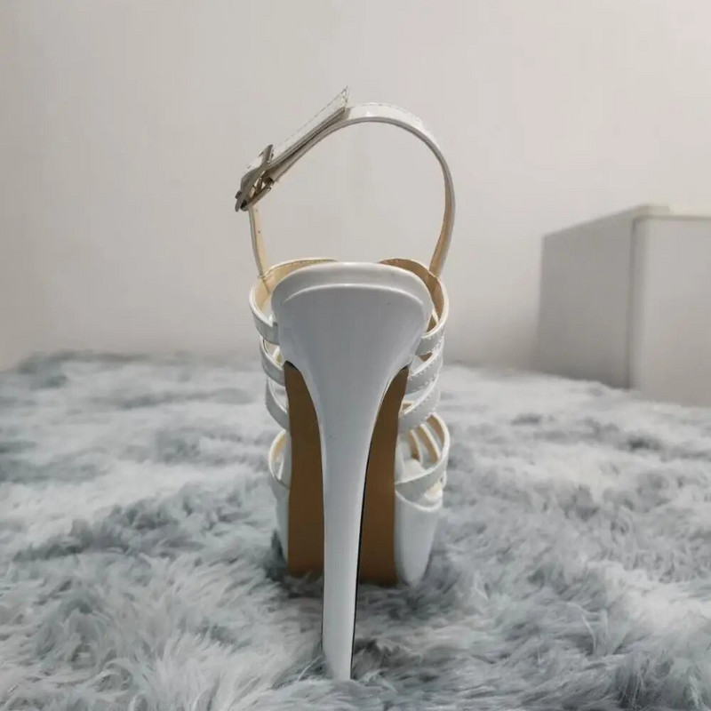 Moteriškos basutės 2024 m. Naujas naktinis klubas Ultra Fashion 14 cm Super aukštakulniai odiniai platformos dirželiai sandalai Siurbliai nuotakos batai