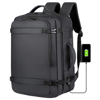 40LРазширяема раница за пътуване с USB, одобрена за полет чанти за ръчен носене за самолети, водоустойчива издръжлива 17-инчова мъжка раница