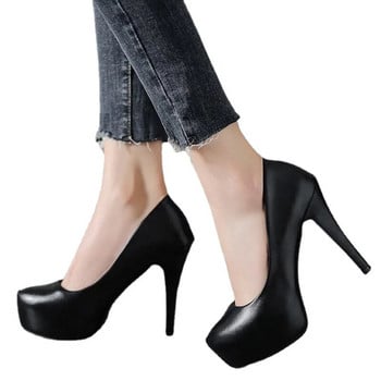 2023 Високи токчета Жени Stiletto Princess Водоустойчива платформа Нощен клуб Супер помпи Единични работни обувки Черни дамски сватбени обувки