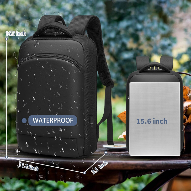 EURCOOL muški poslovni vodootporni ruksak za prijenosno računalo 15,6" Modni muški tanki ruksaci za računala Putna moto i biciklistička lagana torba za prijenosno računalo