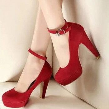 Елегантни дамски обувки на висок ток Пролетни нови работни обувки с дебел ток Универсални обувки на висок ток Черни модни дамски обувки42