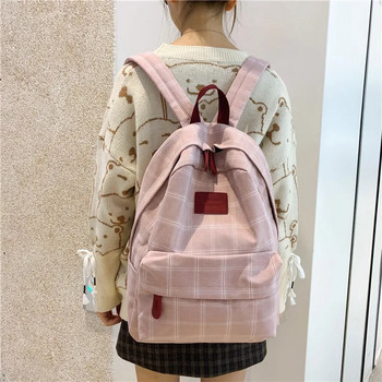 Модна колежанска ученическа чанта за момичета Ежедневна нова семпла дамска раница Раирана книжна чанта за тийнейджърка Пътна чанта за рамо Раница