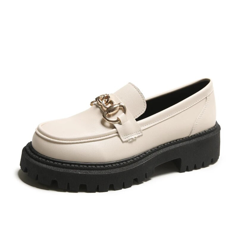 Vaskos naplopók Női Eredeti tehénbőr Platform cipők Kerek orrú fém láncslip női lapos kézzel készített 2023