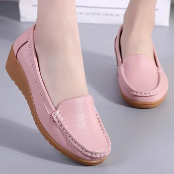 2021 г. Дамски обувки с равни обувки от естествена кожа Дамски ежедневни дамски обувки без приплъзване Балетни обувки Дамски ходещи дамски мокаини с голям размер