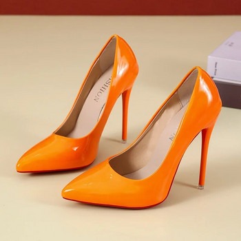 Άνοιξη 2023 Super High 12cm Γόβες Stiletto Pumps Γυναικεία παπούτσια με μυτερή μύτη Florescence Λουστρίνι γραφείου Λεπτό τακούνι