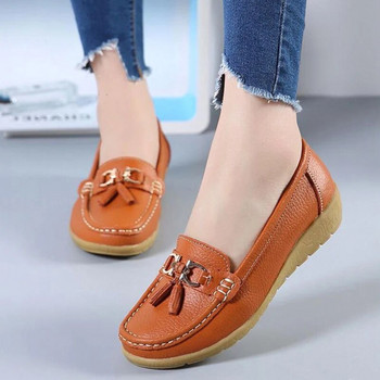 Νέα γυναικεία παπούτσια Loafers Γυναικεία παπούτσια μοκασίνια καλοκαιρινά γνήσιο δέρμα γυναικεία φλατ Slip On Γυναικεία Loafers Flats Tassel Plus Size