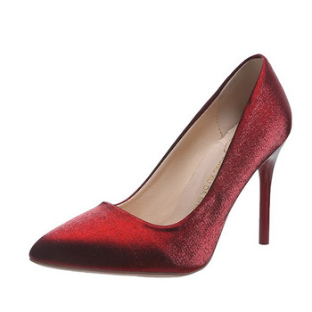 Wine Red Super High 10cm Λεπτό ψηλοτάκουνο Pumps Γυναικεία Παπούτσια Μεταξωτά Υφάσματα Μυτερά Slip-On Party Work Παπούτσια φορέματος