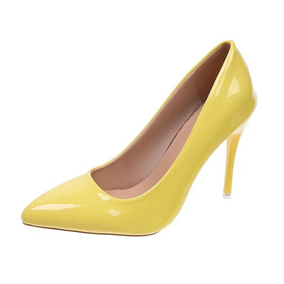 Nagy méretű női cipők 2023 nyár új Candy Colors szivattyúk Szexi hegyes orrú lakkbőr női magassarkú elegáns ruha cipők