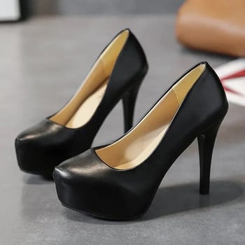 Дамски високи токчета Стилет Принцеса Водоустойчива платформа Нощен клуб Супер помпи Единични работни обувки Черни дамски сватбени обувки