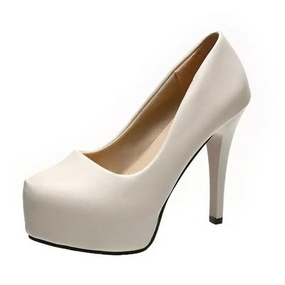 Visoke potpetice Ženske stiletto princeze Vodootporna platforma Noćni klub Super Pumpice Jednostruke radne cipele Crne ženske cipele za vjenčanje