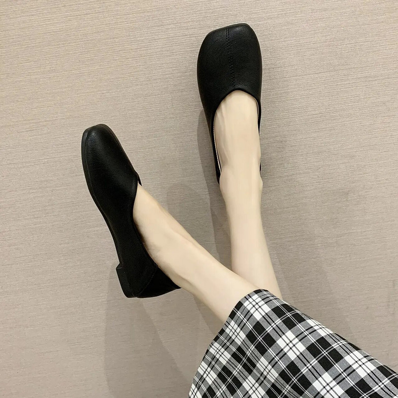 Moteriški buteliai Naujos balerinos Minkštos odinės mokasinai, slydimo retro stiliaus batai Pavasaris vasara vairavimo batai Moterų mulai Šlepetės kasdienės