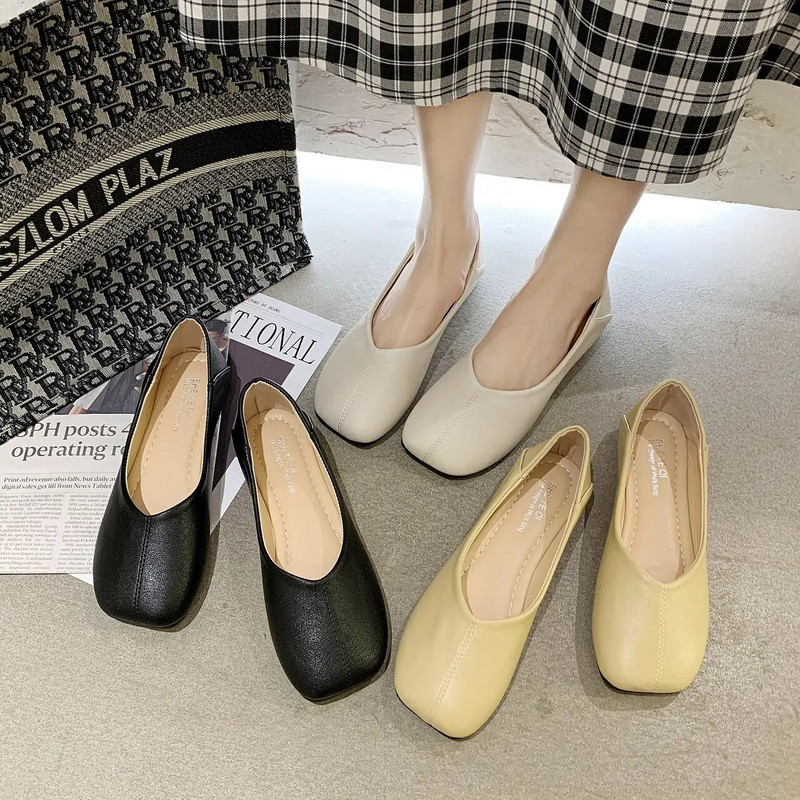 Moteriški buteliai Naujos balerinos Minkštos odinės mokasinai, slydimo retro stiliaus batai Pavasaris vasara vairavimo batai Moterų mulai Šlepetės kasdienės