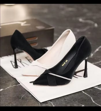 Νέα ψηλοτάκουνα γυναικεία παπούτσια με λεπτές γόβες Μόδα μύτη με μεταλλική πόρπη Γυναικεία μαύρα παπούτσια Luxury Woman Pumps Γυναικεία παπούτσια 2023