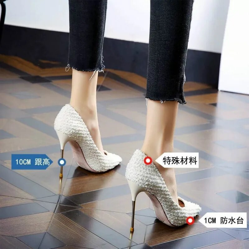 Tavaszi új magassarkú cipő Elegáns női tűsarkú női pumpák cipő hegyes fekete etikett Professzionális cipő Esküvői cipő