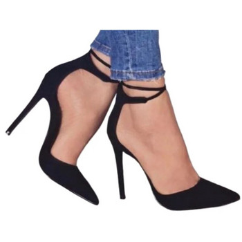Ψηλοτάκουνα Γυναικεία Σόου Παπούτσια Σανδάλια με μυτερή πόρπη Strap Flock 12cm Λεπτά τακούνια Κομψό Φόρεμα Σανδάλια Γυναικεία Παπούτσια Zapato Mujer