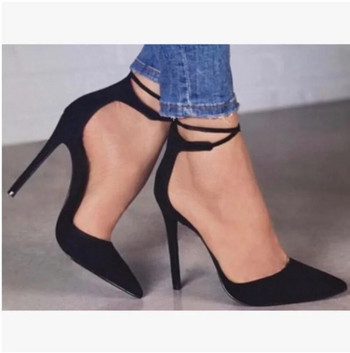 Ψηλοτάκουνα Γυναικεία Σόου Παπούτσια Σανδάλια με μυτερή πόρπη Strap Flock 12cm Λεπτά τακούνια Κομψό Φόρεμα Σανδάλια Γυναικεία Παπούτσια Zapato Mujer