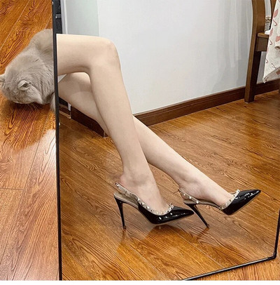 Sandale s visokim potpeticama Ženske salonke Metalne kristalne sandale sa šiljatim prstima Cipele s visokom petom Cipele za zabavu Ženske