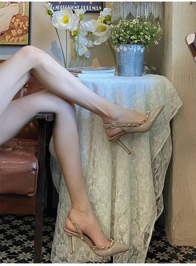 Sandale s visokim potpeticama Ženske salonke Metalne kristalne sandale sa šiljatim prstima Cipele s visokom petom Cipele za zabavu Ženske