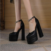 Nauji prekės ženklo moteriški sandalai vasariniai batai seksualūs stori aukštakulniai platforma juoda raudona geltona suknelė vakarėliui vestuviniai batai moteriški pompos