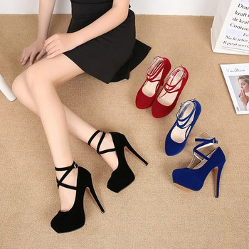 луксозни стриптийз обувки на висок ток на платформа Ежедневни сини черни червени дамски обувки на шпилки Танцови вечерни парти Помпи голям размер 44 46
