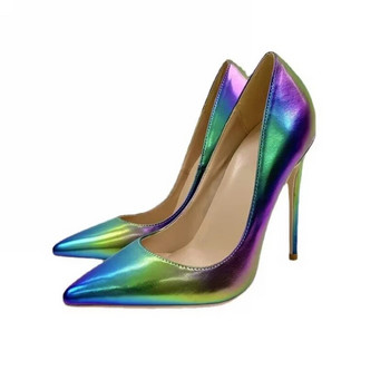 Laser Gradient Matte Γυναικεία ψηλοτάκουνα παπούτσια με ψηλά τακούνια σχεδιαστής μόδας Σέξι slip on Stiletto Pumps για πάρτι γάμου