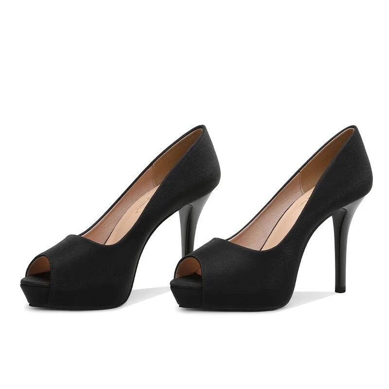 Moteriški aukštakulniai vakarėliams skirtos platformos batai žuvies burnos spyruokliniai pompai Moteriški atviri pirštai, ploni kulniukai, moteriška suknelė, maži 32 dydžio batai