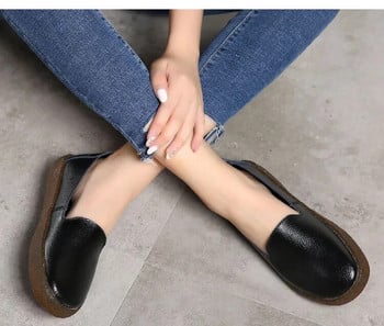 Дамски обувки с равни обувки Мокасини Дамски обувки с равни обувки от естествена кожа Дамски обувки с равни обувки Дамски мокасини Обувки с голям размер 35-43