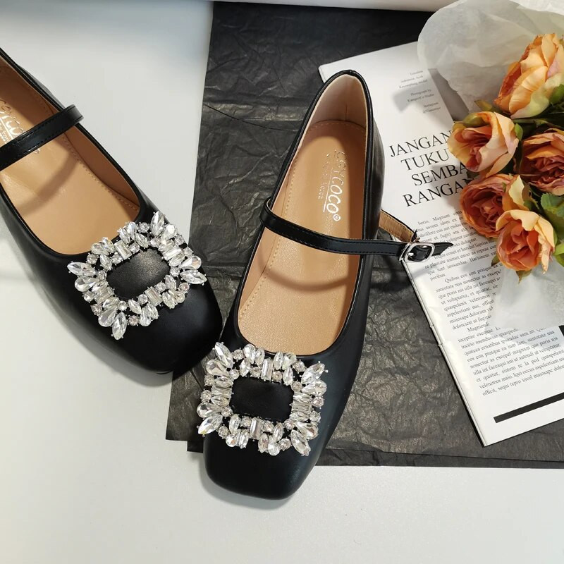 Četvrtaste svestrane ravne cipele s kamenčićima Mary Jane Dizajner Lolita Zapatos uredske cipele Ženske udobne za posao
