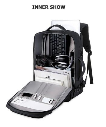 CROSSTEN 40L разширяеми раници с голям капацитет USB зареждане 17 инчови чанти за лаптоп Водоустойчива многофункционална бизнес чанта за пътуване
