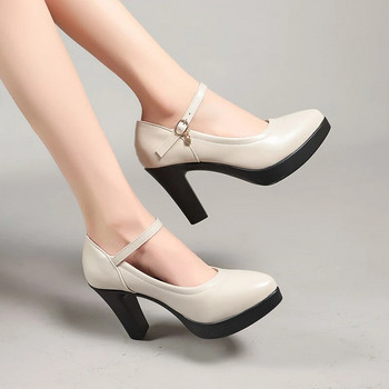 Γυναικείες αντλίες 2024 Άνοιξη Νέα πλατφόρμα μόδας παπούτσια γραφείου Γυναικεία μασίφ στρογγυλά δάχτυλα Σέξι σχεδιαστής αντλία κυρίες Zapatos De Mujer