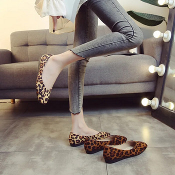 2024 модни пролетни дамски обувки с квадратни пръсти и плитка уста, удобни леопардови женски обувки с равни обувки в корейска версия с големи размери