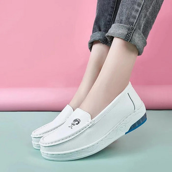 Γυναικεία παπούτσια για περπάτημα BEYARNE sneakers 2021 νέα δερμάτινα παπούτσια νοσοκόμας λευκό μαξιλάρι μαλακή σόλα παπούτσια νοσοκόμας άνετα νοσοκομειακή εργασία