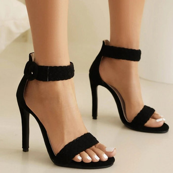 Презрамки Летни обувки за жени 2023 Секси черни сиви гладиаторски джапанки Високи токчета Парти фетиш танцови обувки Дамски големи размери 45