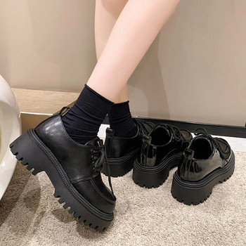 Rimocy Chunky Πλατφόρμα Oxfords Γυναικεία παπούτσια 2023 Φθινοπωρινά αντιολισθητικά κορδόνια γυναικεία γοτθικά παπούτσια με χοντρό πάτο λουστρίνι
