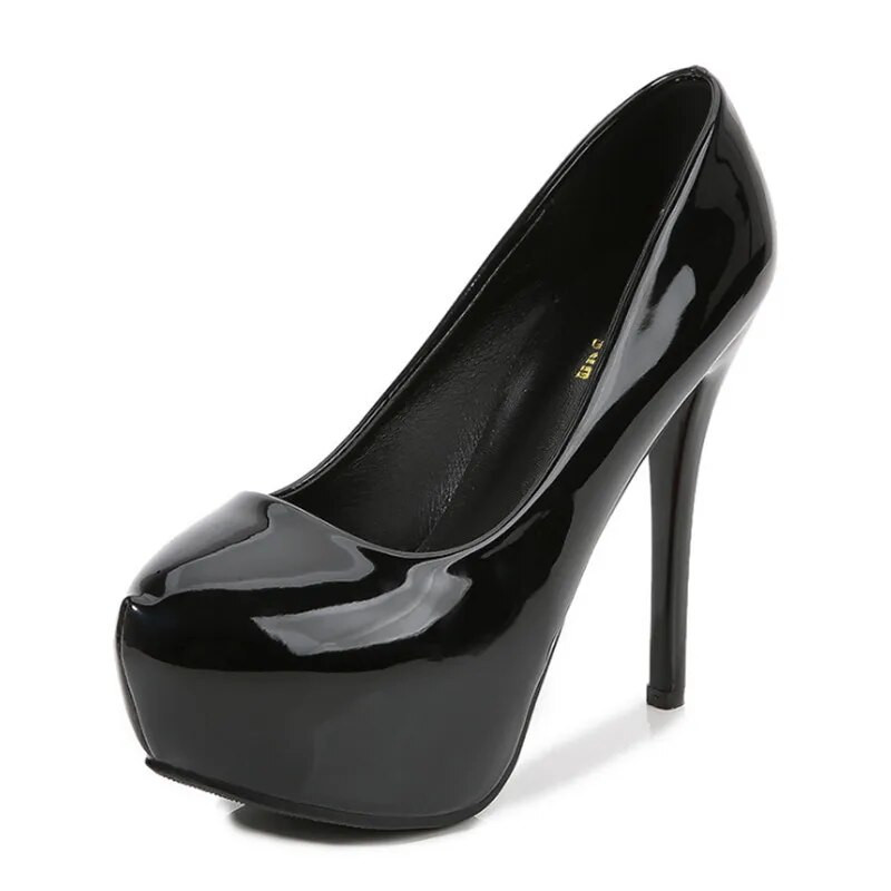 2023. aasta HOT naiste pumbad lakknahast ümmarguse varbaga 12 cm platvormpulmakleit kõrge kontsaga