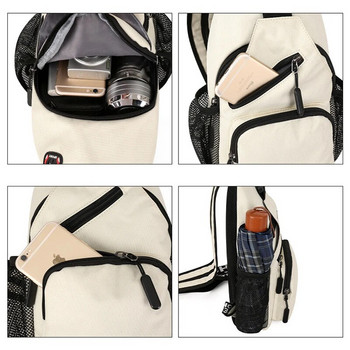 Polarshe Пътна мъжка чанта за през рамо с отвор за слушалки Спортна чанта за през рамо през рамо Мини дамска чанта за колан Многофункционална раница