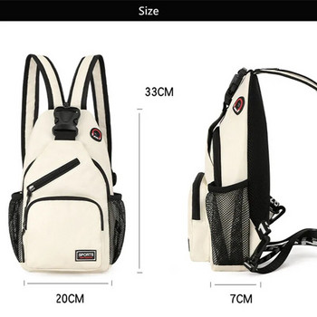 Polarshe Travel Ανδρική τσάντα ώμου στήθους με τρύπα ακουστικών Αθλητική τσάντα στήθους χιαστί Μίνι γυναικεία τσάντα ζώνης πολλαπλών λειτουργιών Σακίδιο πλάτης